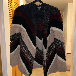 Aqua Capsule Chevron Faux Fur Coat (runs big)